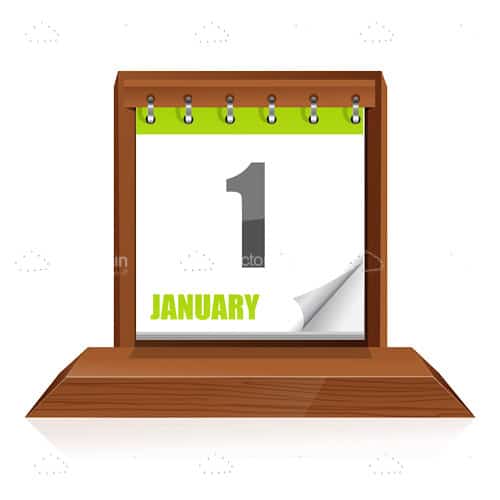 Paper Calendar on a Wooden Stand and White Background